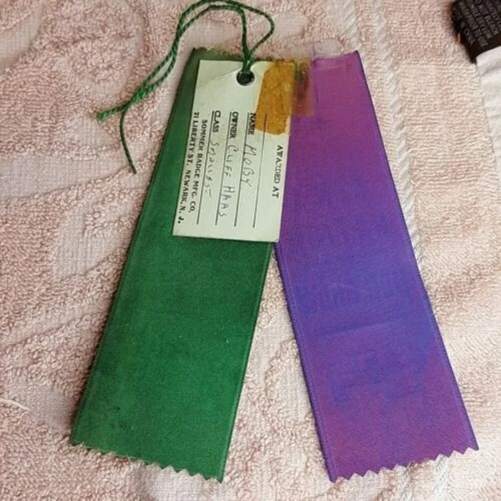 Vtg Ken-L Ration Dog Food Amateur Dog Show Pair of Ribbons 1st Prize & Merit